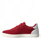 Dolce & Gabbana Red Suede Leather Men Low Top Sneakers Shoes