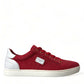 Dolce & Gabbana Red Suede Leather Men Low Top Sneakers Shoes