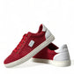 Dolce & Gabbana Red Suede Leather Men Low Top Sneakers Shoes