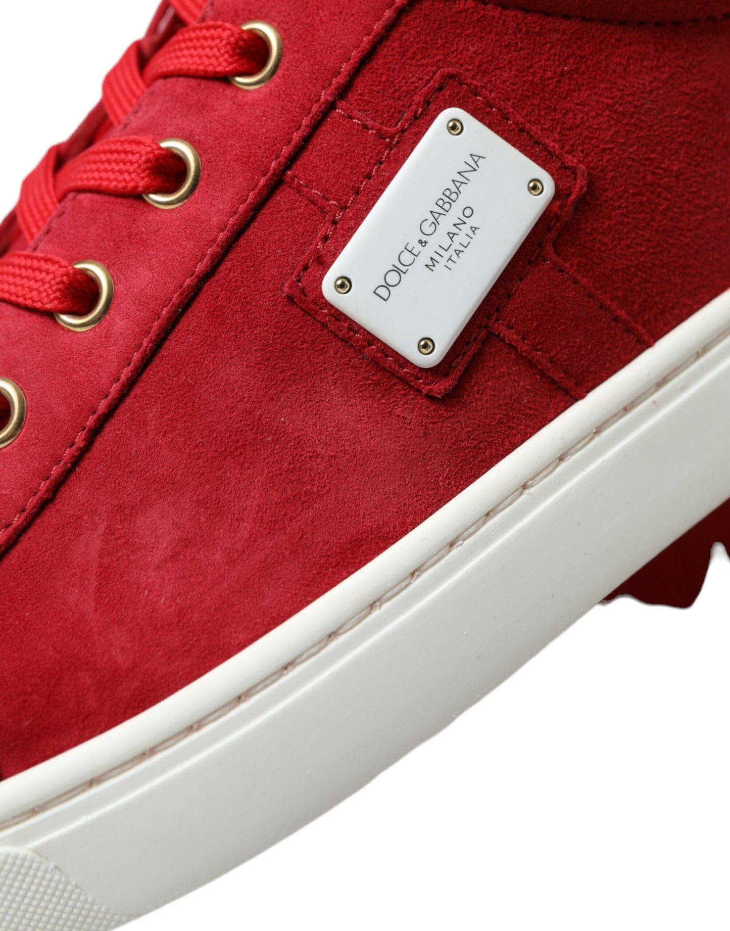 Dolce & Gabbana Red Suede Leather Men Low Top Sneakers Shoes