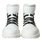 Dolce & Gabbana White Vulcano Trekking Ankle Boots Shoes