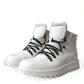 Dolce & Gabbana White Vulcano Trekking Ankle Boots Shoes