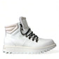 Dolce & Gabbana White Vulcano Trekking Ankle Boots Shoes