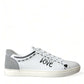 Dolce & Gabbana White Gray Leather LOVE Milano Sneakers Shoes