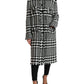 Dolce & Gabbana Elegant Houndstooth Long Trench Coat