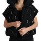 Dolce & Gabbana Black Embellished Quilted Shell Bomber Jacket