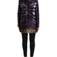 Dolce & Gabbana Purple Lamé Jacquard Tiger Print Coat Jacket