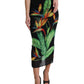 Dolce & Gabbana Black Strelitzia High Waist Pencil Cut Skirt