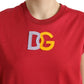 Dolce & Gabbana Red Cotton DG Logo Crew Neck Tank Top T-shirt