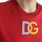 Dolce & Gabbana Red Cotton DG Logo Crew Neck Tank Top T-shirt