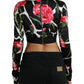 Dolce & Gabbana Multicolor Floral Long Sleeves Cropped Top