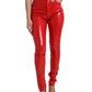 Dolce & Gabbana Shiny Red High Waist Skinny Pants