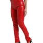 Dolce & Gabbana Shiny Red High Waist Skinny Pants