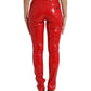 Dolce & Gabbana Shiny Red High Waist Skinny Pants