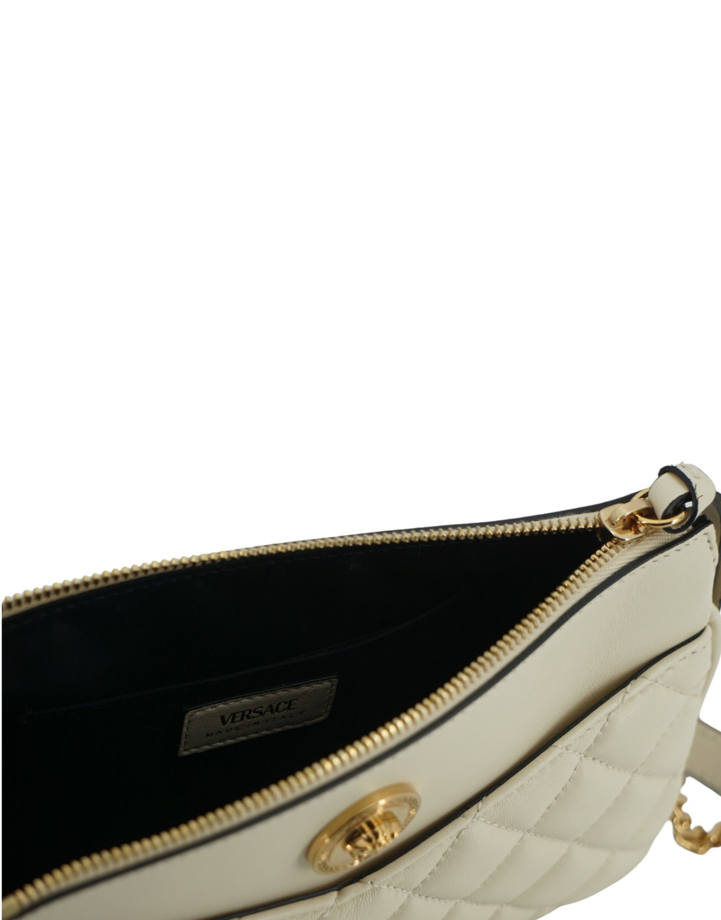 Versace White Lamb Leather Pouch Crossbody Bag