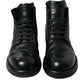 Dolce & Gabbana Black Leather Perugino Ankle Boots Shoes