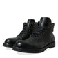 Dolce & Gabbana Black Leather Perugino Ankle Boots Shoes