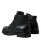 Dolce & Gabbana Black Leather Perugino Ankle Boots Shoes