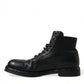 Dolce & Gabbana Black Leather Perugino Ankle Boots Shoes