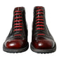 Dolce & Gabbana Black Red Leather Lace Up Ankle Boots Shoes