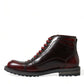 Dolce & Gabbana Black Red Leather Lace Up Ankle Boots Shoes