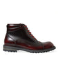 Dolce & Gabbana Black Red Leather Lace Up Ankle Boots Shoes