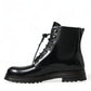 Dolce & Gabbana Black Leather Lace Up Mid Calf Boots Shoes