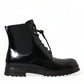 Dolce & Gabbana Black Leather Lace Up Mid Calf Boots Shoes