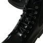 Dolce & Gabbana Black Leather Lace Up Mid Calf Boots Shoes