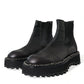 Dolce & Gabbana Black Leather Slip On Stretch Chelsea Boots Shoes