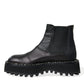 Dolce & Gabbana Black Leather Slip On Stretch Chelsea Boots Shoes