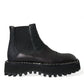 Dolce & Gabbana Black Leather Slip On Stretch Chelsea Boots Shoes