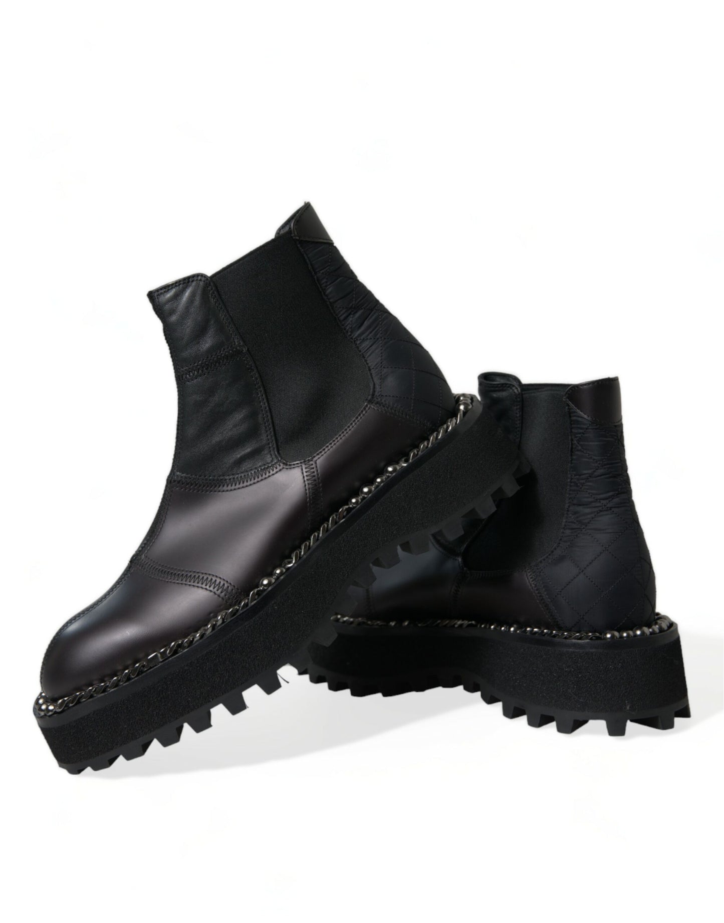 Dolce & Gabbana Black Leather Slip On Stretch Chelsea Boots Shoes