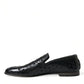 Dolce & Gabbana Black Leather Perforated Loafers Shoes