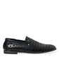 Dolce & Gabbana Black Leather Perforated Loafers Shoes