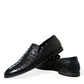 Dolce & Gabbana Black Leather Perforated Loafers Shoes