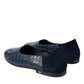 Dolce & Gabbana Blue Crocodile Leather Loafers Slip On Shoes