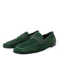 Dolce & Gabbana Green Velvet Slip On Men Loafer Dress Shoes