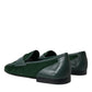 Dolce & Gabbana Green Velvet Slip On Men Loafer Dress Shoes