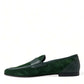 Dolce & Gabbana Green Velvet Slip On Men Loafer Dress Shoes