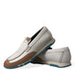 Dolce & Gabbana White Brown Leather Slip On Men Moccasin Shoes