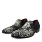 Dolce & Gabbana Black Floral Slippers Men Loafers Dress Shoes