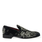 Dolce & Gabbana Black Floral Slippers Men Loafers Dress Shoes