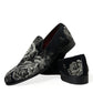 Dolce & Gabbana Black Floral Slippers Men Loafers Dress Shoes