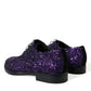 Dolce & Gabbana Purple Sequined Lace Up Oxford Dress Shoes