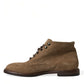 Dolce & Gabbana Brown Leather Lace Up Ankle Boots Shoes