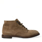 Dolce & Gabbana Brown Leather Lace Up Ankle Boots Shoes