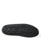 Dolce & Gabbana Black Leather Crystal Embellished Loafers Dress Shoes