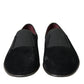 Dolce & Gabbana Black RUNWAY Velour AMALFI Loafers Shoes