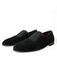 Dolce & Gabbana Black RUNWAY Velour AMALFI Loafers Shoes